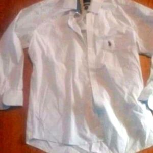 Mens white polka dot U.S assn. Polo